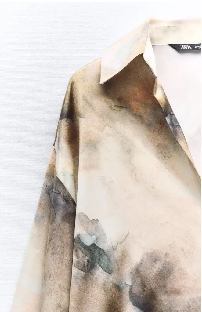 ZARA  |SATIN EFFECT TIE-DYE SHIRT